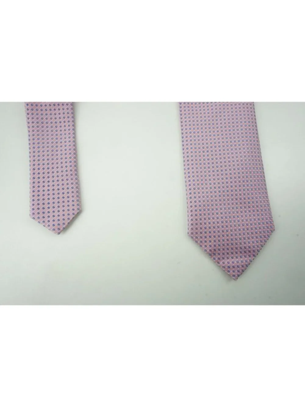 Eton Flamingo Pink Sky Blue Micro Geometric 100% Silk Tie Brand New With Tags